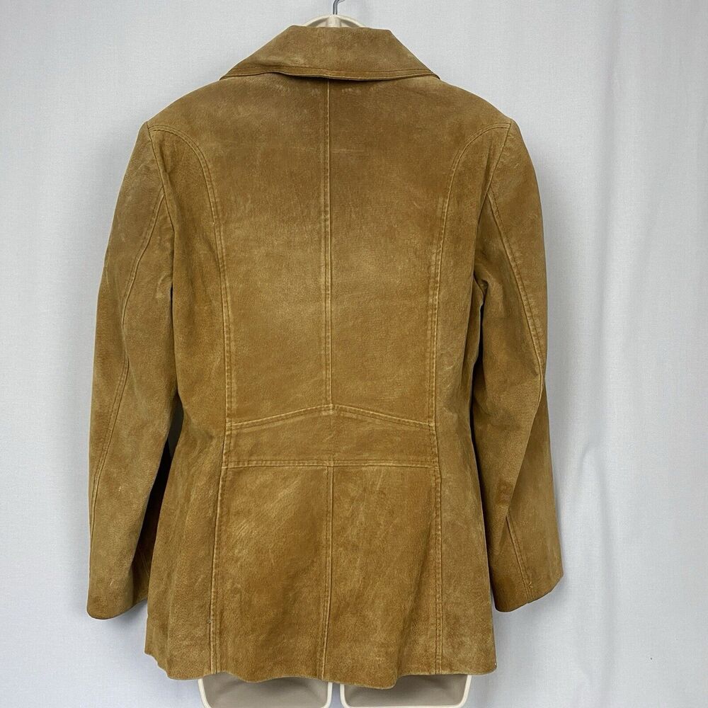 VINTAGE Columbia Suede Jacket Womens Medium Brown Pockets 70s Western Leather - Picture 5 of 13